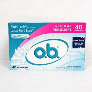O.B. Regular Tampons Fluid Lock Grooves 40 pcs NOS 2008 Sealed Box Protection